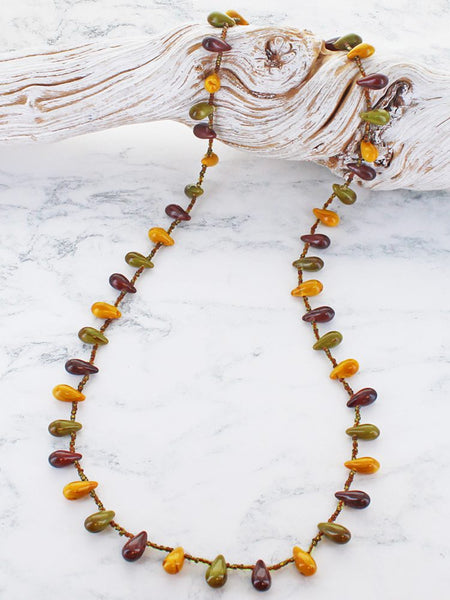 Long Glass Bead Necklace