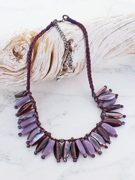 Glass Bead Fan Necklace