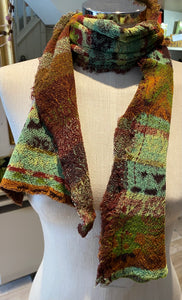 Japanese Pure Cotton Scarf in Green Multi