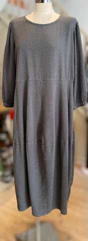 3/4 Sleeve Bubble Dress in Mini Check Seal