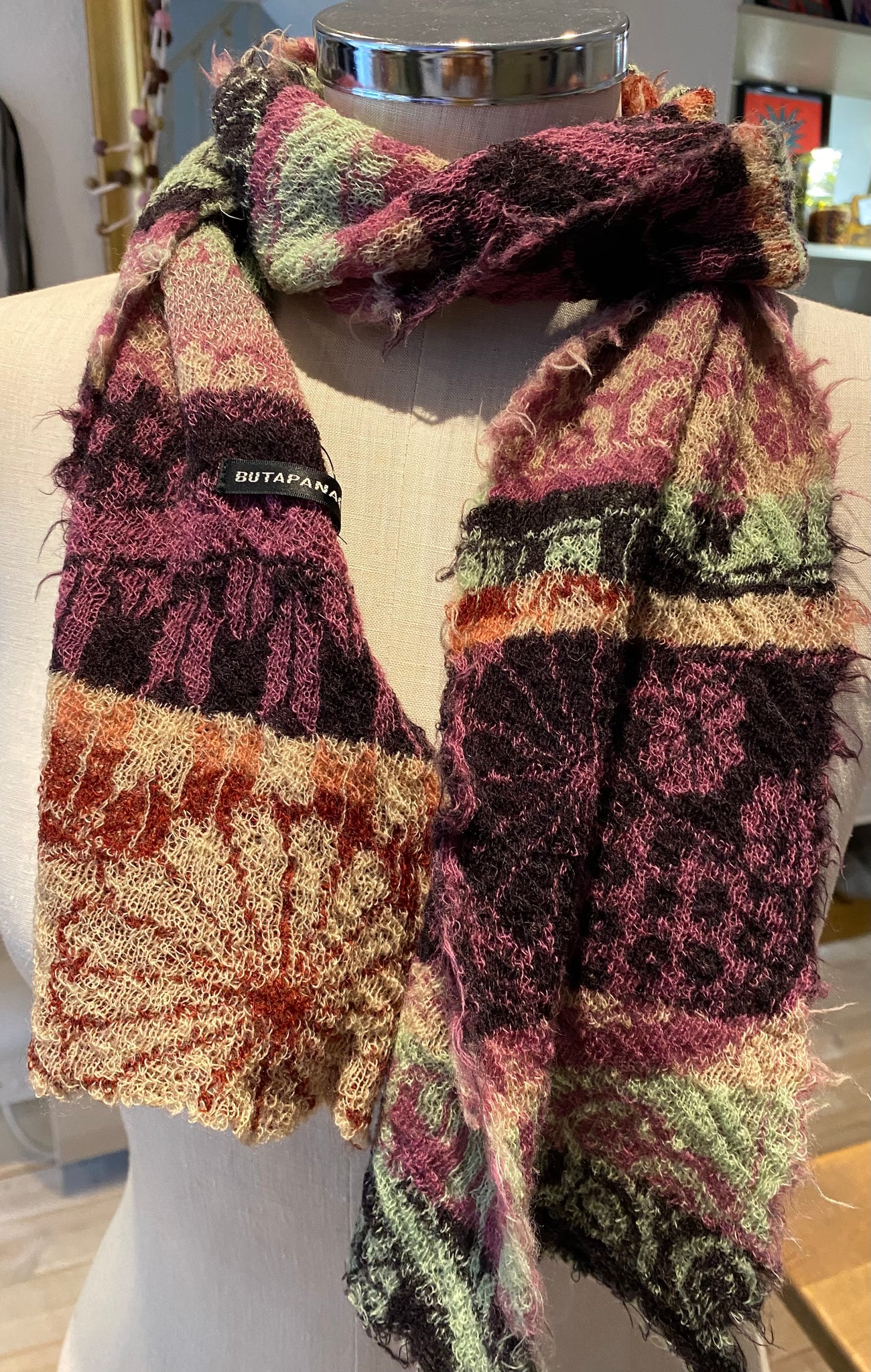 Japanese Pure Merino Wool Scarf in Wine