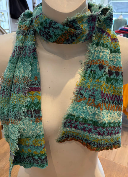 Japanese Pure Cotton Scarf in Blue Multi