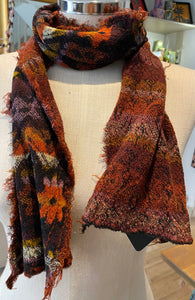 Japanese Pure Cotton Scarf in Black Multi