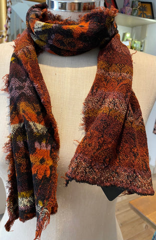 Japanese Pure Cotton Scarf in Black Multi