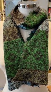 Japanese Pure Merino Wool Scarf in Greens