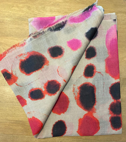 Splodge Print Scarf in Reds and Pinks