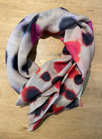 Splodge Print Scarf in Reds and Pinks