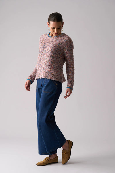 Tip Of Greatness Sweater in Blue Aura and Powder Pink