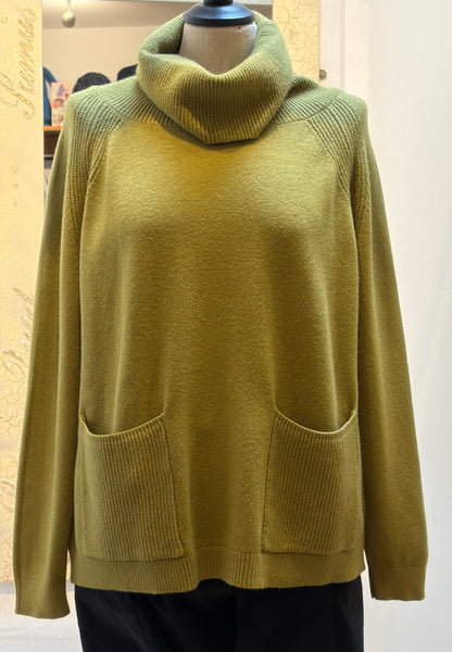 Roll Neck Sweater with Pocket Moss