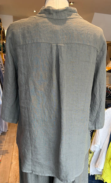 Korean Linen Collar Shirt in Medium Grey