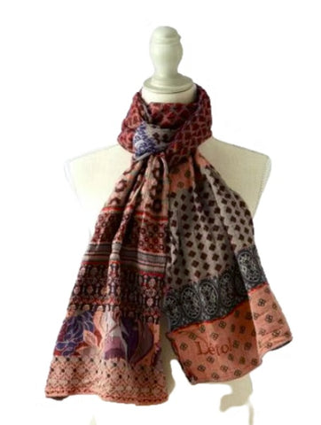 Létol Cotton Jacquard Scarf in Gontrand Bordeaux Marine