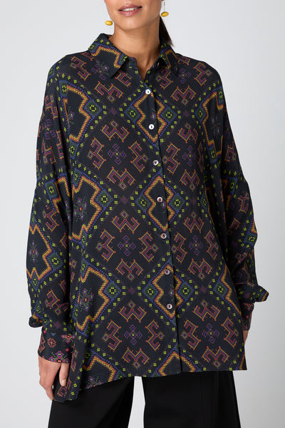 Pixilated Jacquard Print Shirt