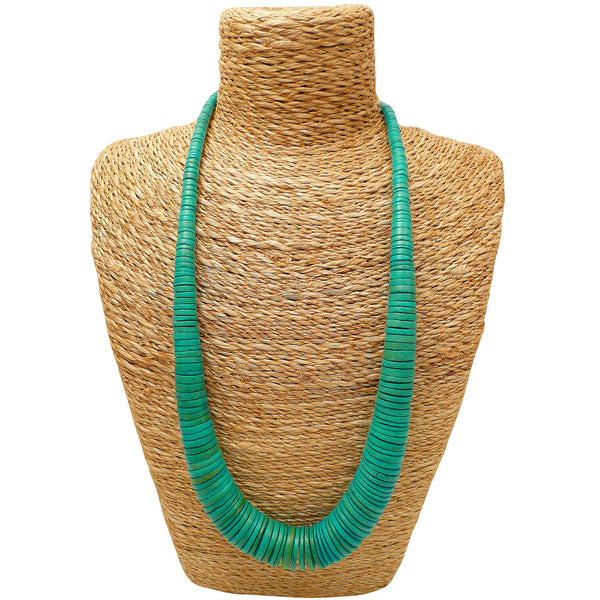 Long Graduated Coco Disc Necklace in Turquoise