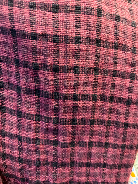 Linen Check Trousers in Sage and Antique Ruby