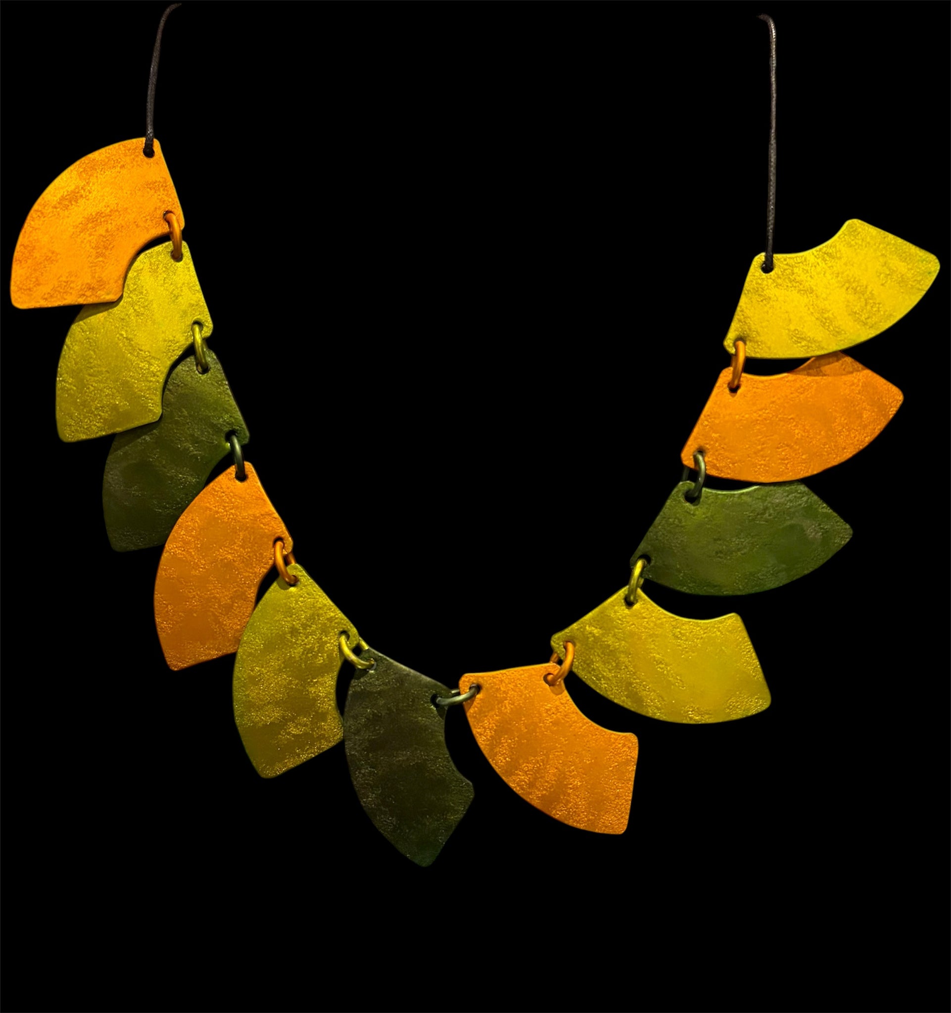 Geo Shapes Adjustable Necklace Green & Yellow