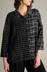 Window Crinkle Check Boxy Shirt in Black/White