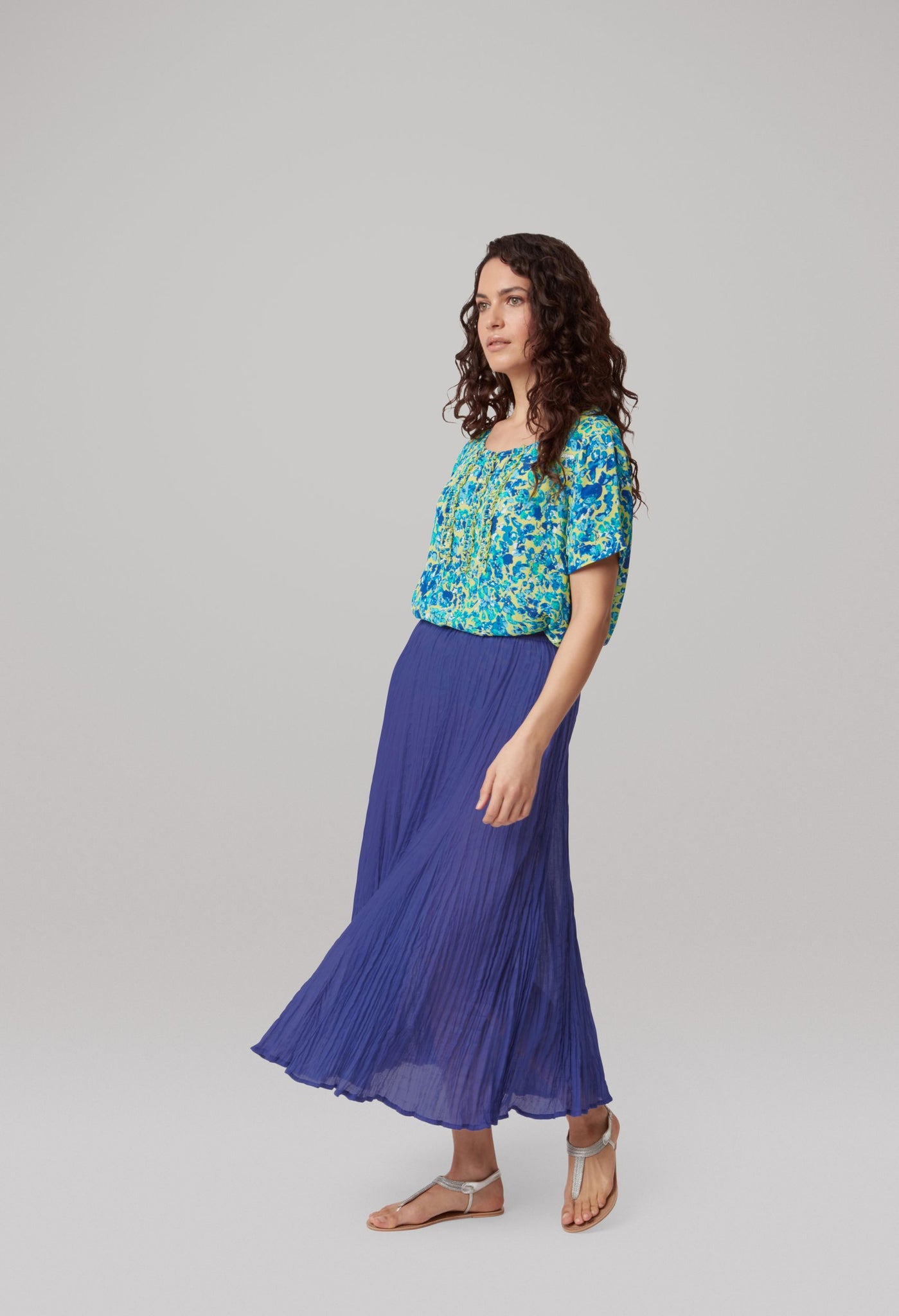 Kay Skirt in Solid Cotton Voile in Indigo