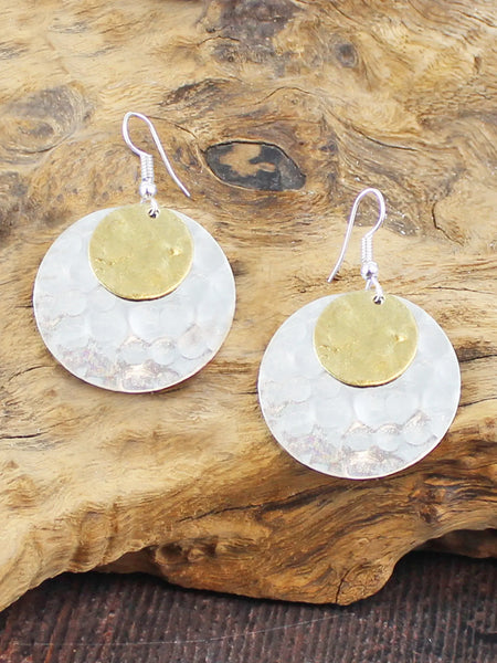 Double Beaten Disc Earrings