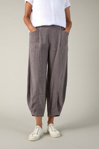 Twisted Linen Bubble Trouser in Mushroom