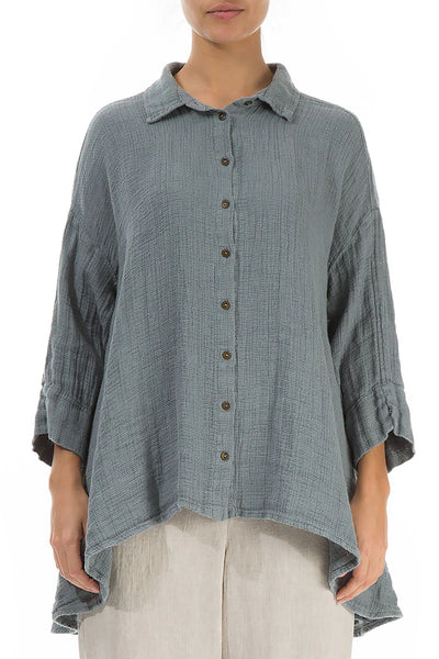 Loose Textured Linen Shirt in Blue (See colour swatch)