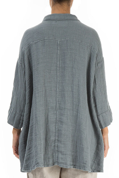 Loose Textured Linen Shirt in Blue (See colour swatch)