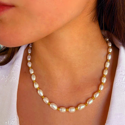 White Pearl Necklace Freshwater Pearls