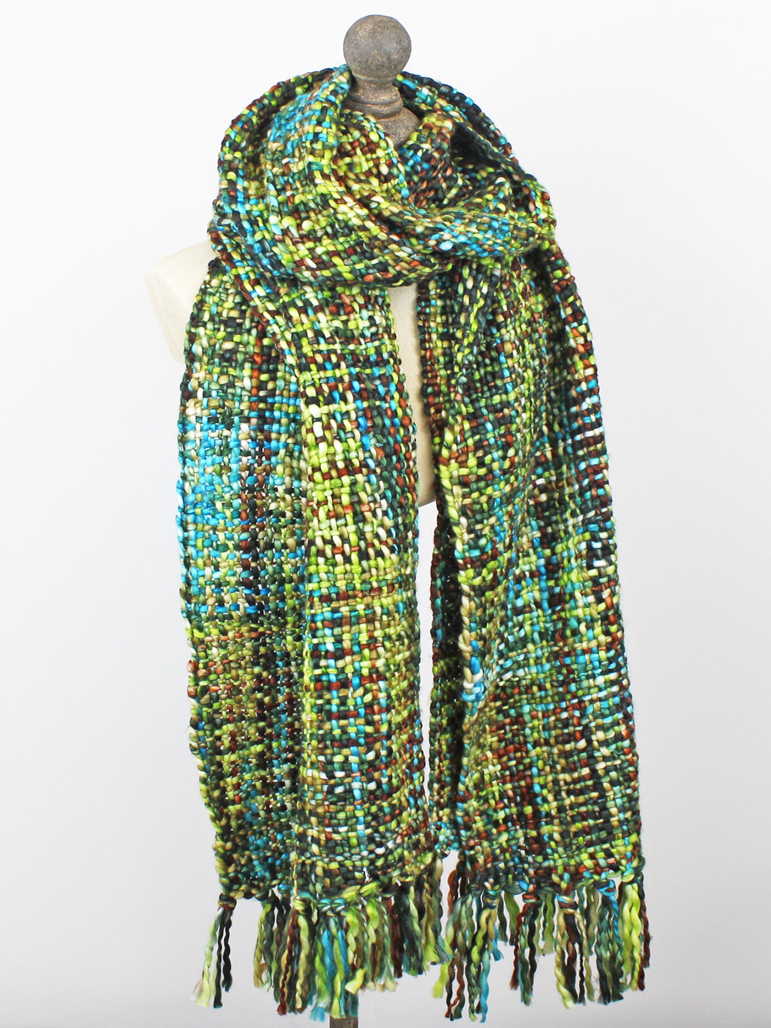 Hand Loomed Acrylic Scarves Greens, Pinks, Browns