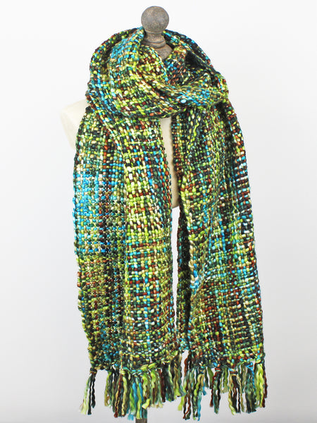 Hand Loomed Acrylic Scarves Greens, Pinks, Browns