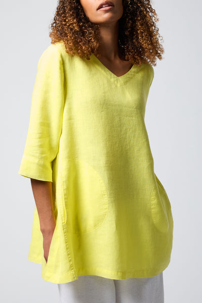 Fine Linen Flared Tunic in Canary