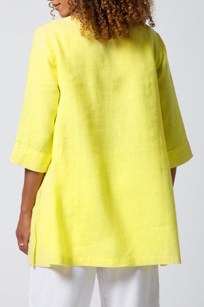 Fine Linen Flared Tunic in Canary