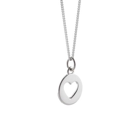 Silver Pendant Cut Out Heart Necklace