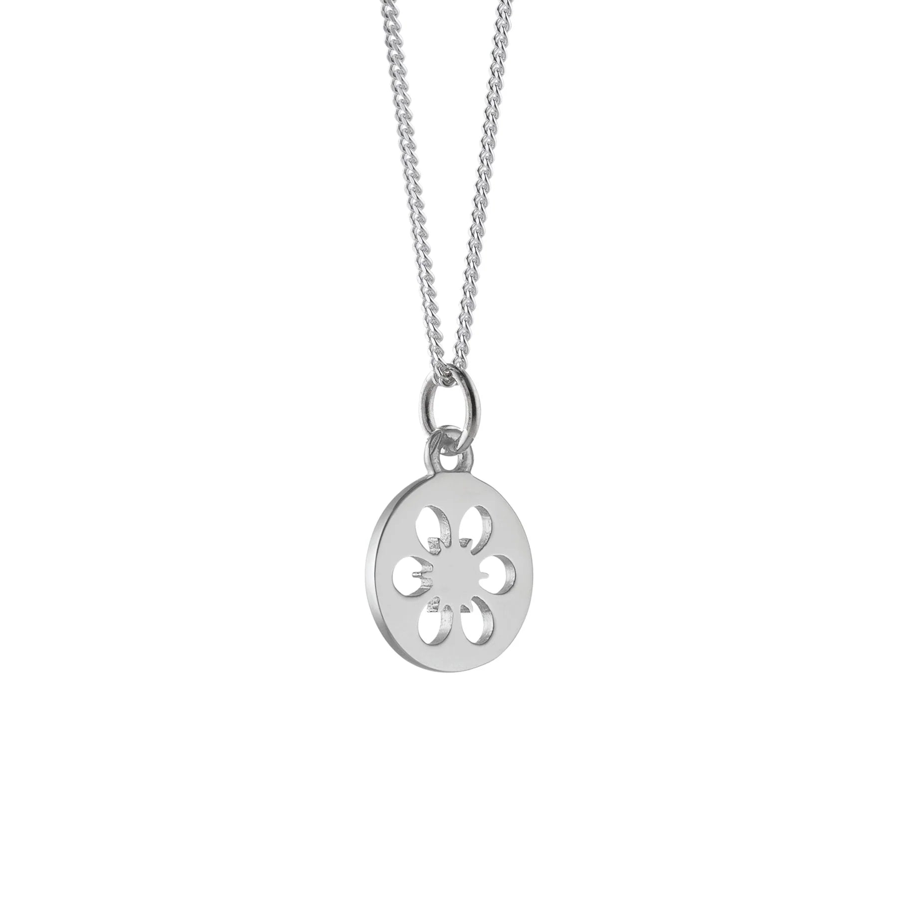 Silhouette Silver Necklace with Cut Out Flower