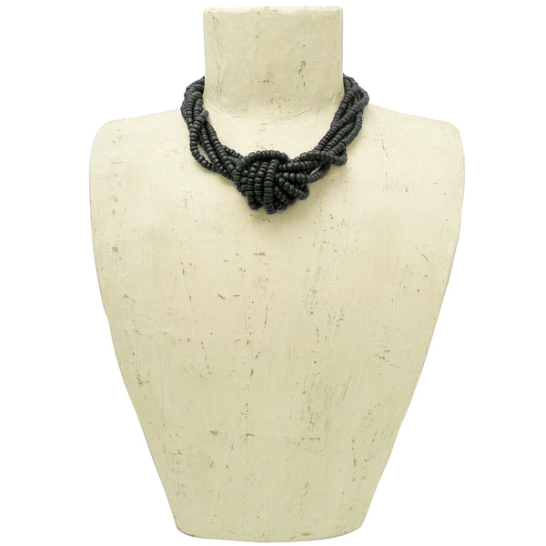 Heishi Knot Necklace in Dark Navy