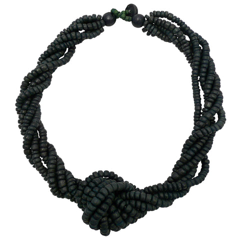 Heishi Knot Necklace in Dark Navy