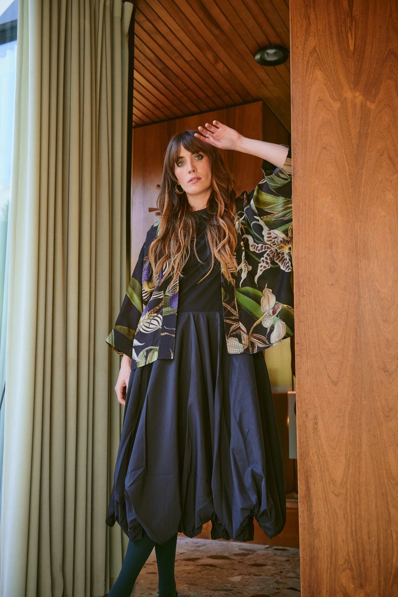 Orchid Black Crepe Kimono