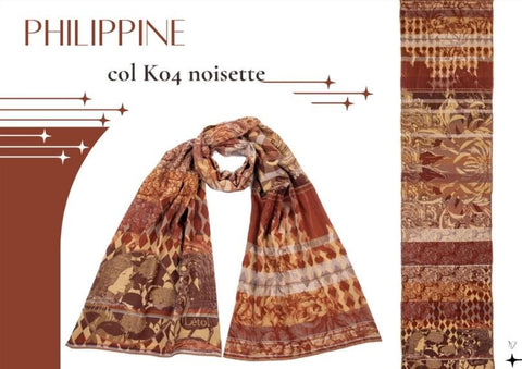 Létol Cotton Jacquard Scarf in Philippine Noisette
