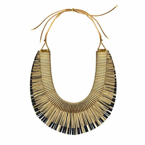 Ra Necklace in Black/Olive and Gold
