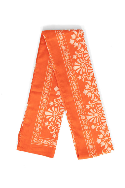 Rue Lightweight Scarf in Orange Leaf Print
