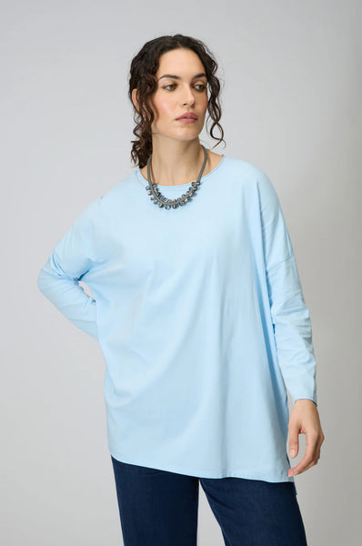 Cotton Jersey Relaxed Top in Sky Blue