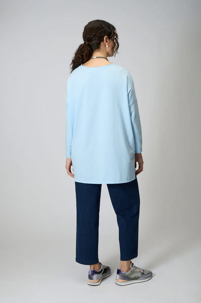 Cotton Jersey Relaxed Top in Sky Blue
