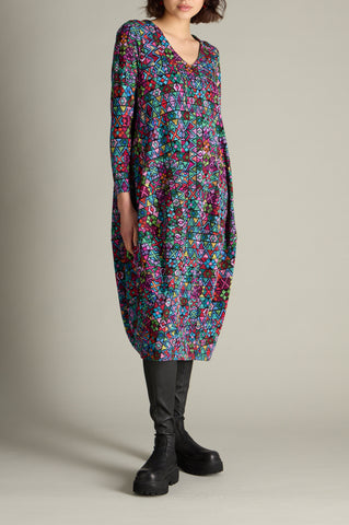Peruvian Stitched Patchwork Bubble Dress Multi