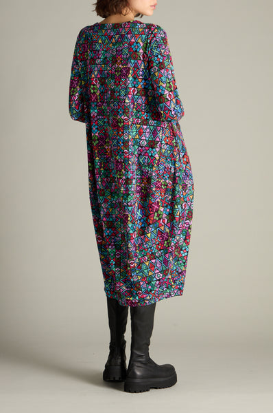 Peruvian Stitched Patchwork Bubble Dress Multi