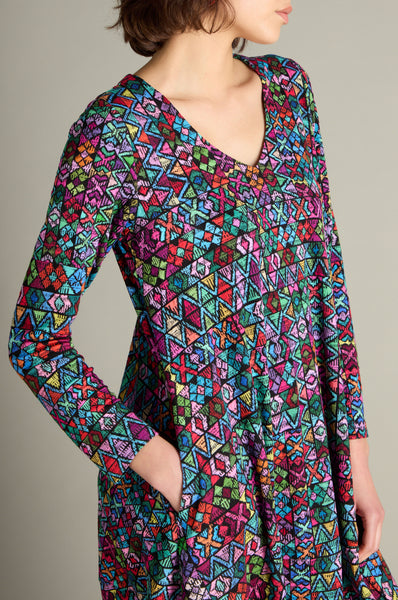 Peruvian Stitched Patchwork Bubble Dress Multi
