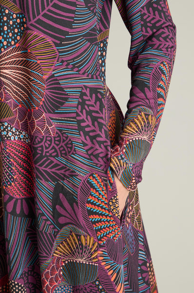 Painted Garden Flowers Jersey Bubble Dress Multi