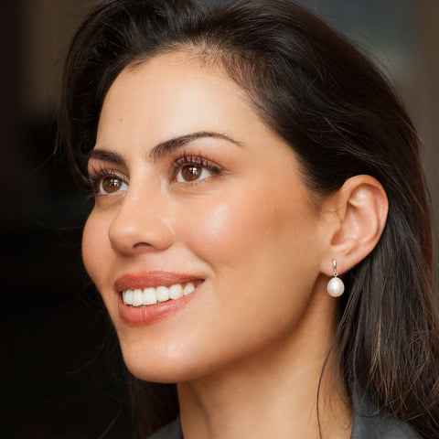 Silver Pearl Drop Earring
