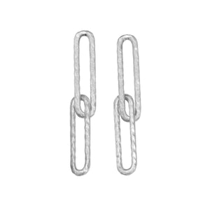 Silver Long Link Earrings