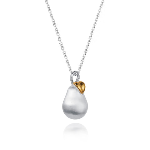 Pear Necklace Pendant in Silver and Gold