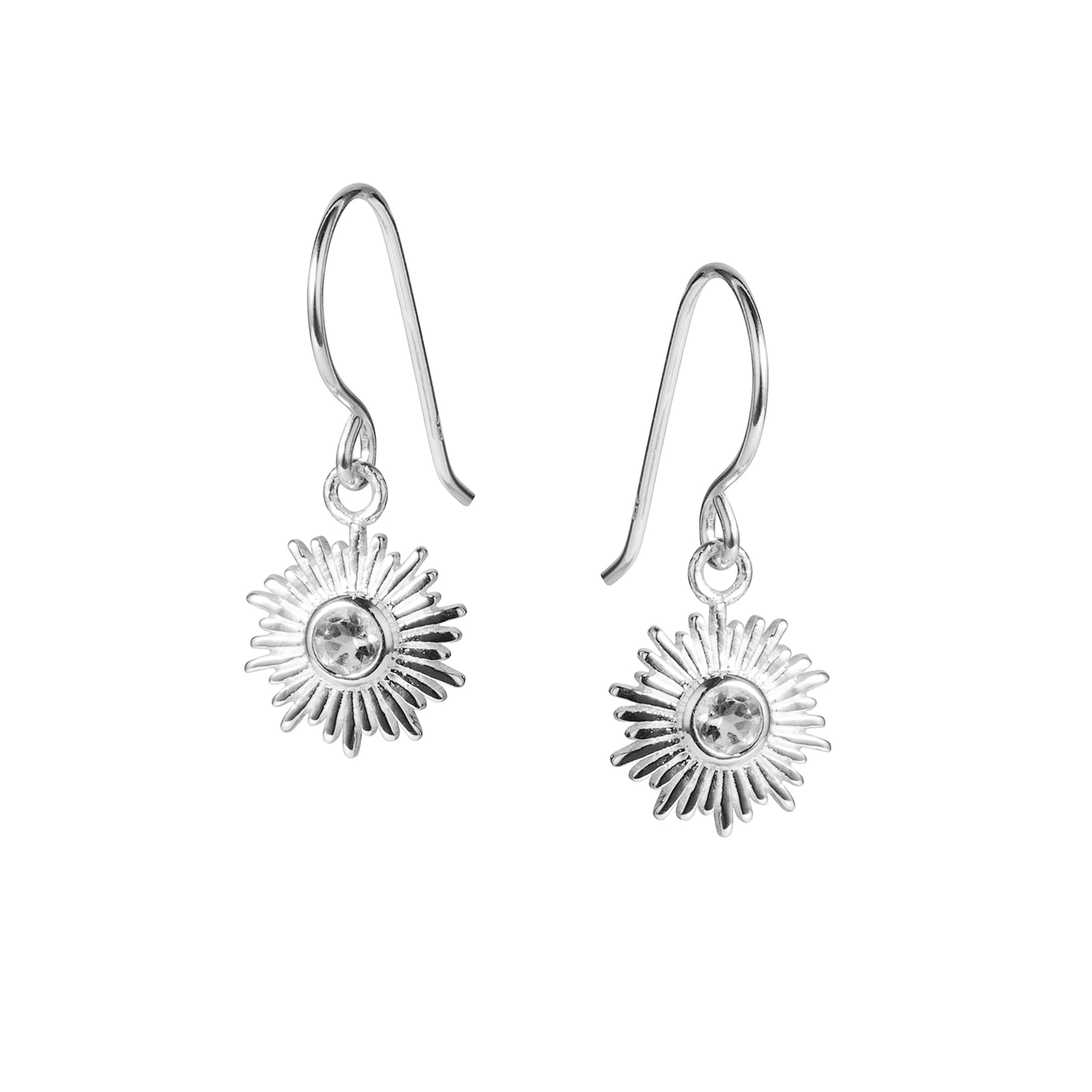 Sunburst Earring in Silver and White Topaz