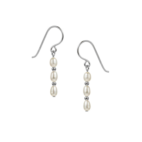 Pearl Earrings with Silver Beads