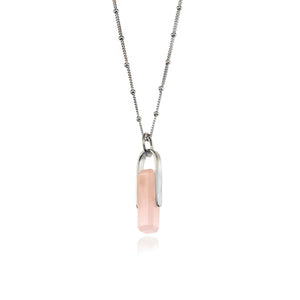 Silver Pendant with Rose Quartz